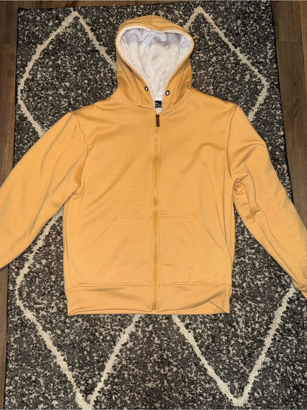 Zip-Up Hooded Jacket in Mustard Yellow